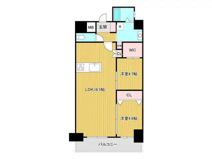 エルザグランツ中津口 (2LDK/9階)の間取り写真