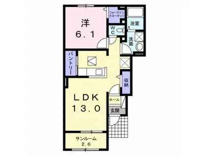 グレイスI(1LDK/1階)の間取り写真
