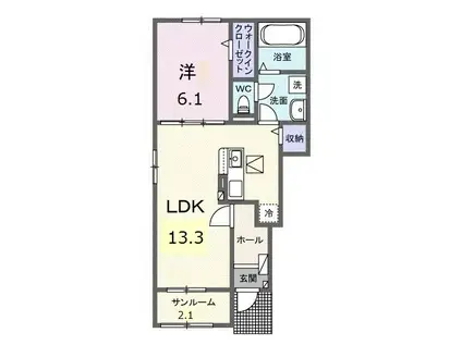フィオレA(1LDK/1階)の間取り写真