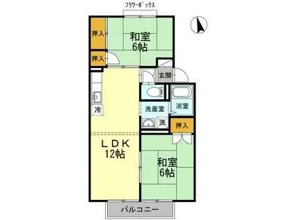 セジュールM B棟(2LDK/2階)の間取り写真