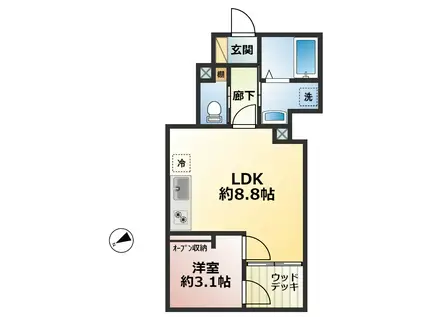 CS GARDEN 飛田給(1LDK/1階)の間取り写真