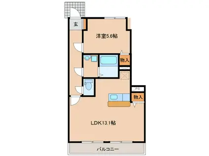 ハピネスI番館(1LDK/1階)の間取り写真