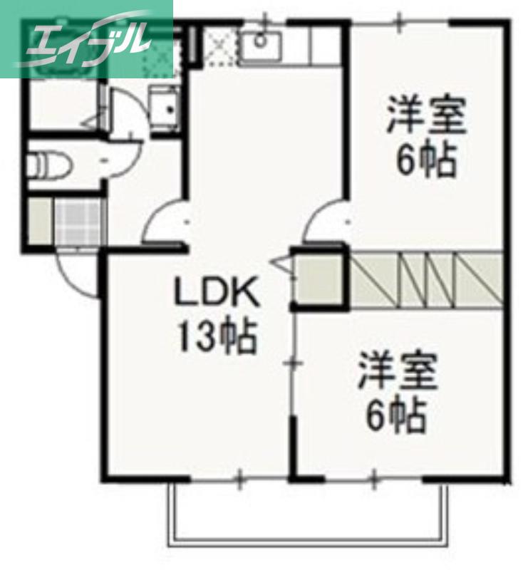 ベリーオーライC(2LDK/2階)の間取り写真