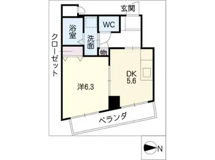 パルコート伊勢山(1DK/4階)の間取り写真