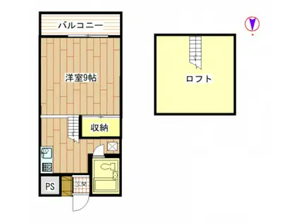 深町ハイツ(ワンルーム/2階)の間取り写真