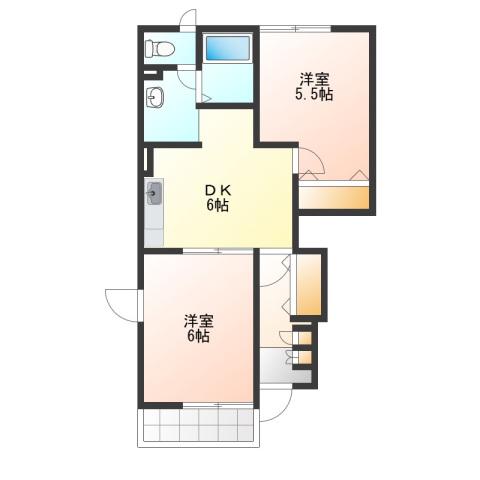 クレア ミュール(2LDK/1階)の間取り写真