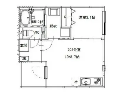 お花茶屋一丁目 DESIGNERS DIIRA(1LDK/2階)の間取り写真