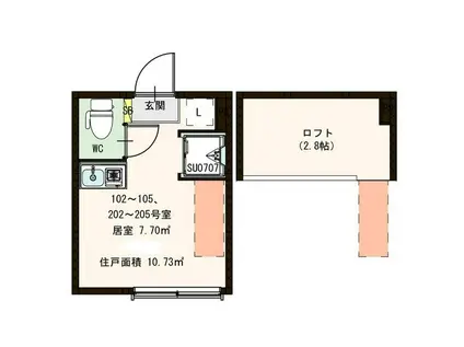 グランサムハウス王子神谷(ワンルーム/1階)の間取り写真