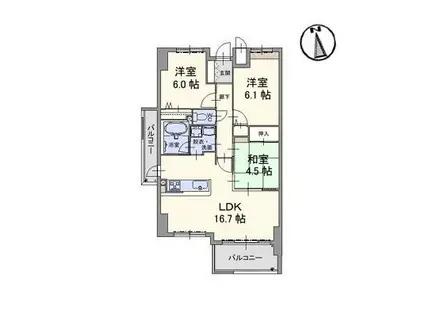 グランマスト伊島(3LDK/5階)の間取り写真