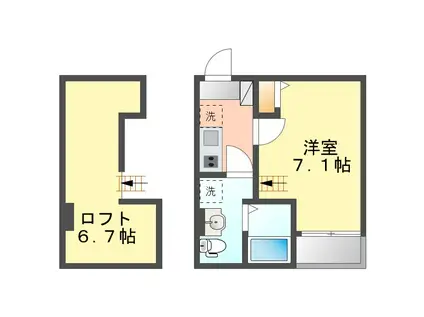 パルティーレ(1SK/2階)の間取り写真