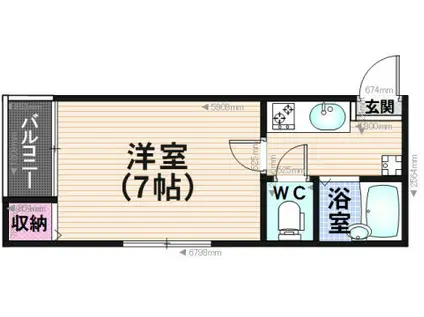 リテラ平尾イースト(1K/2階)の間取り写真