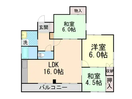 エイコー山手プラザ(3LDK/6階)の間取り写真