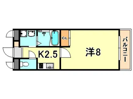 ウエンズ神戸(1K/2階)の間取り写真