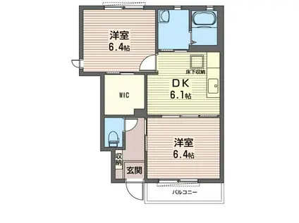 キャッスル(2DK/1階)の間取り写真