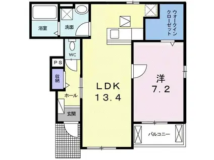ヴァイオレット A棟(1LDK/1階)の間取り写真