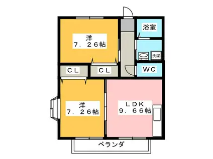 チェリーヒル(2LDK/1階)の間取り写真