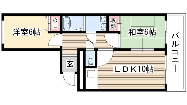 シャトーエミール(2LDK/3階)の間取り写真