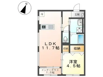 ハウルノア(1LDK/1階)の間取り写真