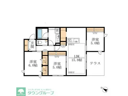 グランヴィラ社台(3LDK/1階)の間取り写真