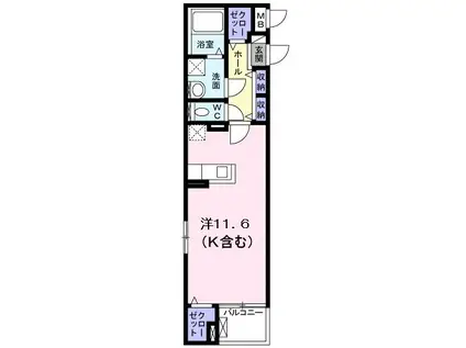 シャトープレッソ原野(ワンルーム/3階)の間取り写真