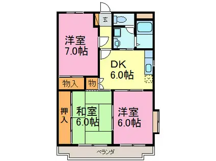 ウエストイン(3DK/2階)の間取り写真