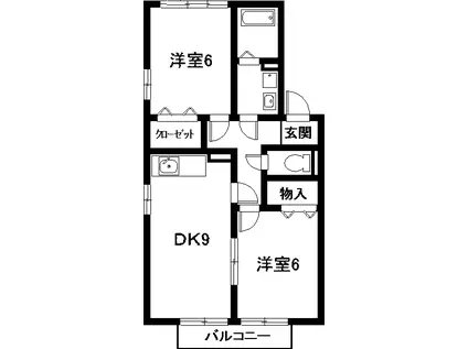 ルポプレジールII(2DK/2階)の間取り写真
