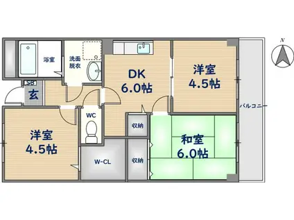 トゥー・ル・モンド(3DK/2階)の間取り写真