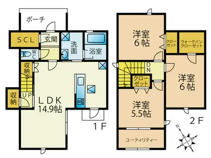 リバティ・ベル舞松原(3LDK/1階)の間取り写真