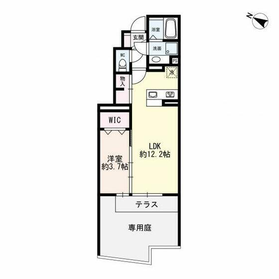 アルレーヌ恵比須(1LDK/1階)の間取り写真