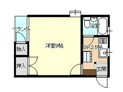アルス湊高台(1K/2階)の間取り写真