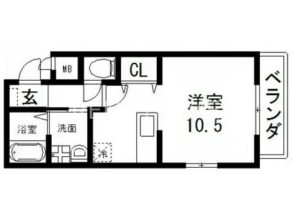 SOLANA弥刀(1K/1階)の間取り写真