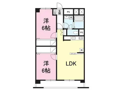 東明マンション(2LDK/3階)の間取り写真