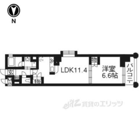 ベラジオ四条烏丸3(1LDK/3階)の間取り写真