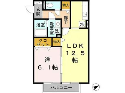 アルカーディア(1LDK/2階)の間取り写真
