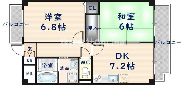 エクシング金岡(2DK/3階)の間取り写真