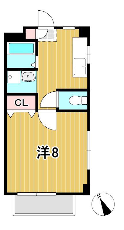 サンハイムB(1K/1階)の間取り写真