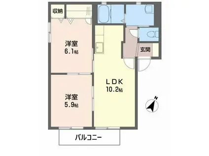 ハル・フォーレI・II(2LDK/1階)の間取り写真