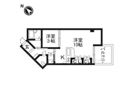 ノースウィング(1LDK/2階)の間取り写真