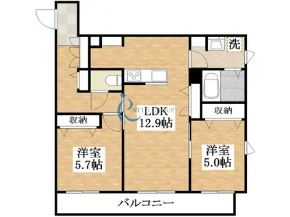 AZUR BOIS流町(2LDK/2階)の間取り写真