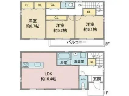 アンフォレットA(ワンルーム/1階)の間取り写真