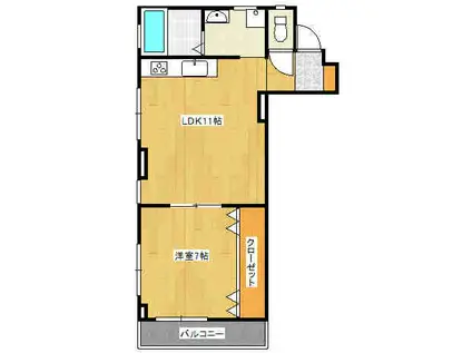 ハイツなきりⅡ(1LDK/3階)の間取り写真