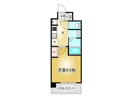 エステムコート名古屋金山ミッドクロス(1K/7階)の間取り写真