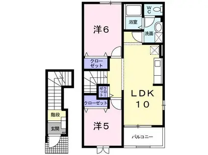 ソレイユC(2LDK/2階)の間取り写真