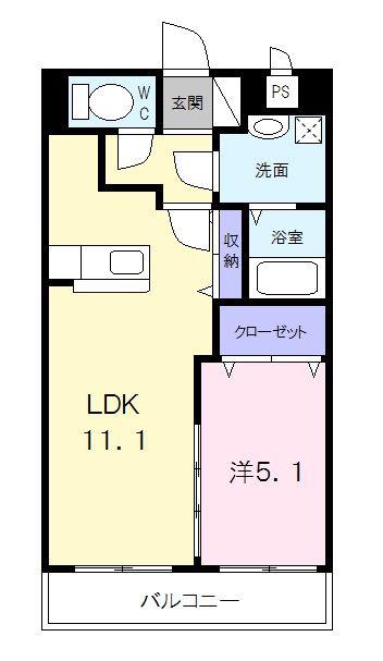 アンジューV(1LDK/2階)の間取り写真