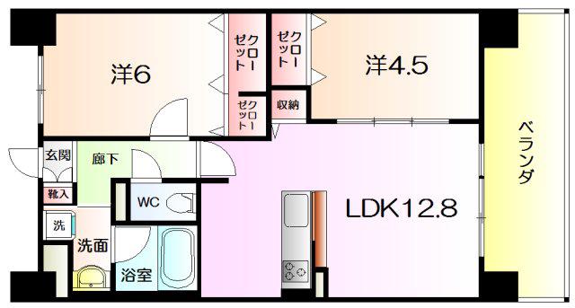フェリスシエロ堺(2LDK/10階)の間取り写真