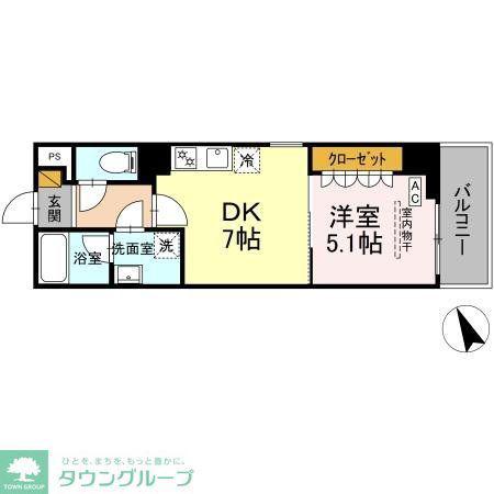 GRAND VILLAGE(1DK/2階)の間取り写真