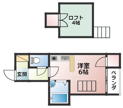 レガーレ玉出(ワンルーム/1階)の間取り写真