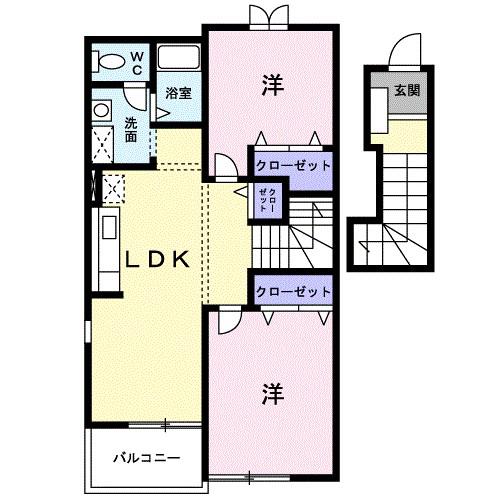 アメニティプレイス(2LDK/2階)の間取り写真