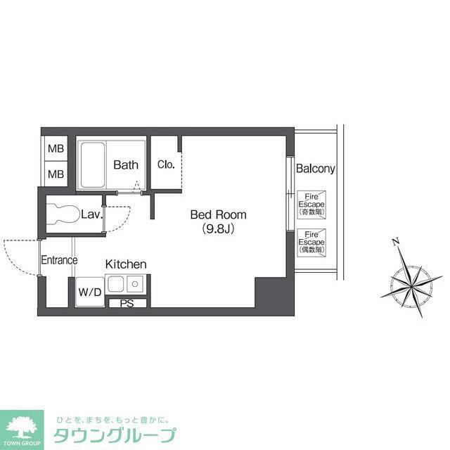 エスモア銀座イースト(ワンルーム/1階)の間取り写真