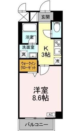 プリムヴェール(1K/3階)の間取り写真